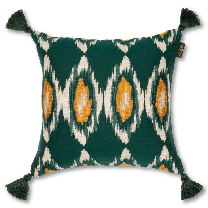 Mind The Gap Pillows PRADESH IKAT Cushion (LC40172) | LC40172 | WOODSTOCK '69 LIFESTYLE COLLECTION | 20 x 20 in | Green, Ivory, Orange | Fabric Carolina | https://www.fabriccarolina.com/