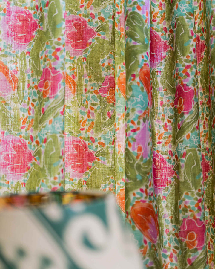 PRINCESS GARDEN Linen (FB00175) by Mind The Gap | FB00175 | TRANSYLVANIAN RHAPSODY | Taupe, Green, Pink | Meter | 140(±5%)x100 | (W)34.5 x (L)31cm / (W)13.5 x (L)12.2 in | Stonewashed | 100% Linen | Fabric Carolina | https://www.fabriccarolina.com/