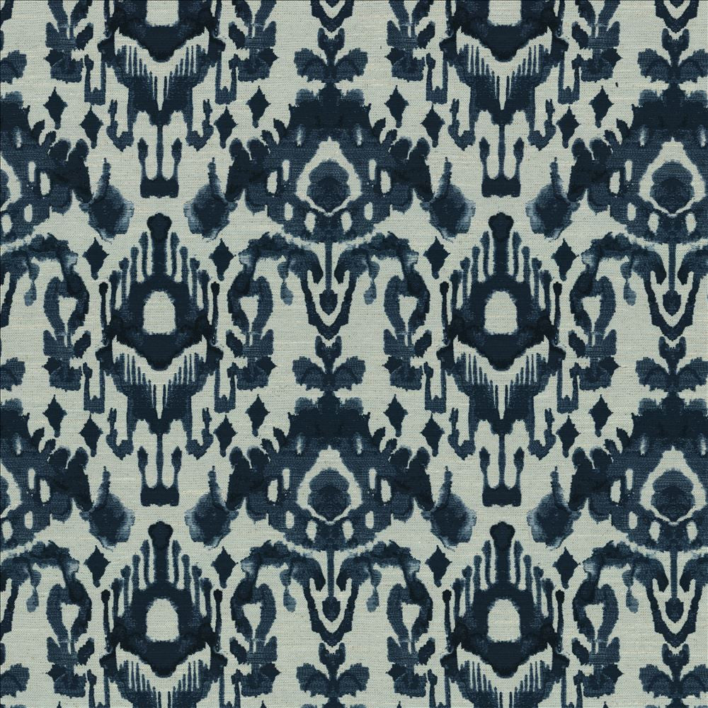 Provo Indigo  by Kasmir Designer Fabric 1477 79% Polyester 18% Rayon 3% Linen  CHINA  </p><p>Repeat: Horizontal: 14 6/8 inches and Vertical: 13 6/8 inches 58  - Swanky Fabrics -