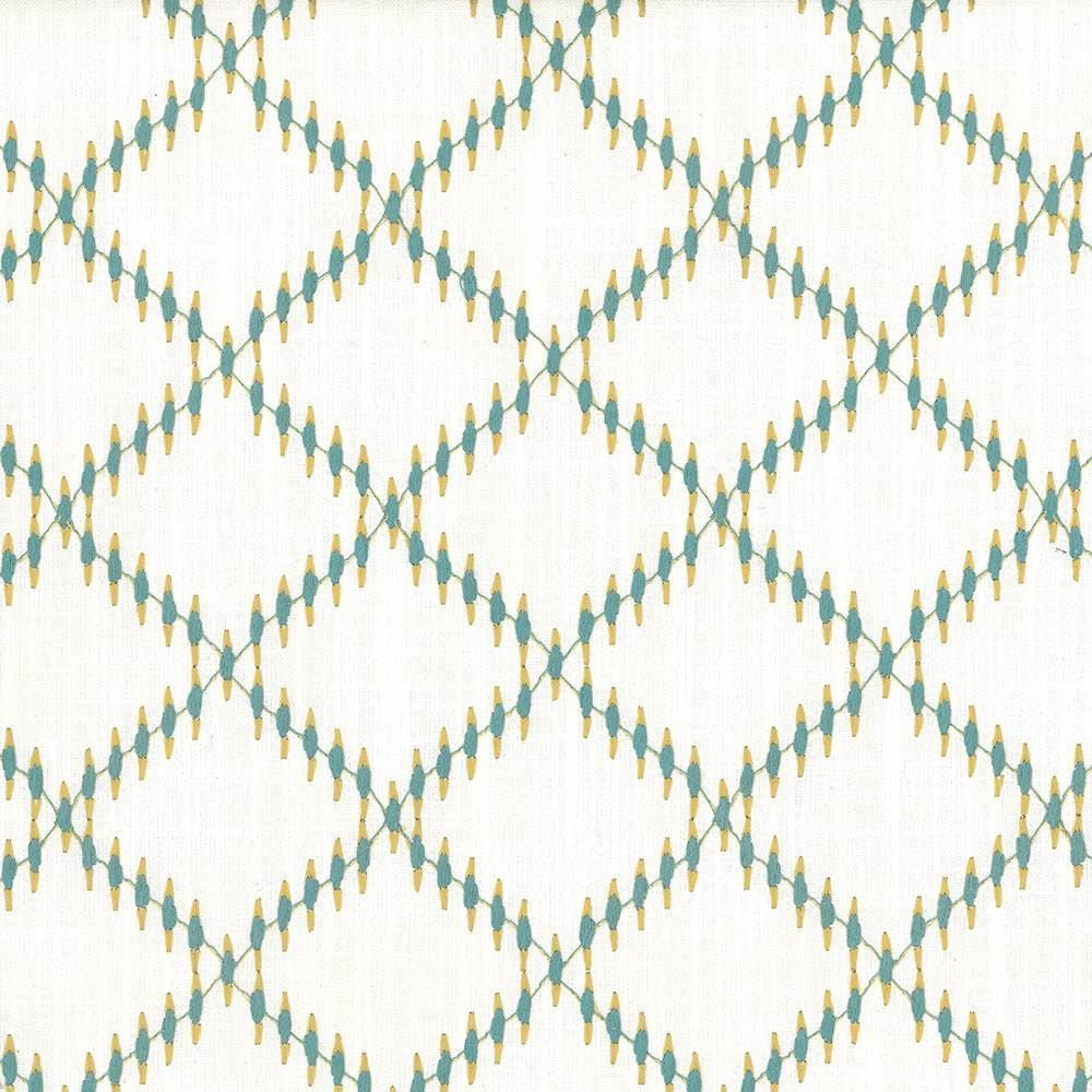 Quail Ridge Seaglass by Kasmir Designer Fabric 1442 58% Cotton 35% Polyester 7% Rayon Embroidery 100% Viscose INDIA Not Tested Horizontal: 3 6/8 inches and Vertical: 3 inches 51 - 56 - Swanky Fabrics -