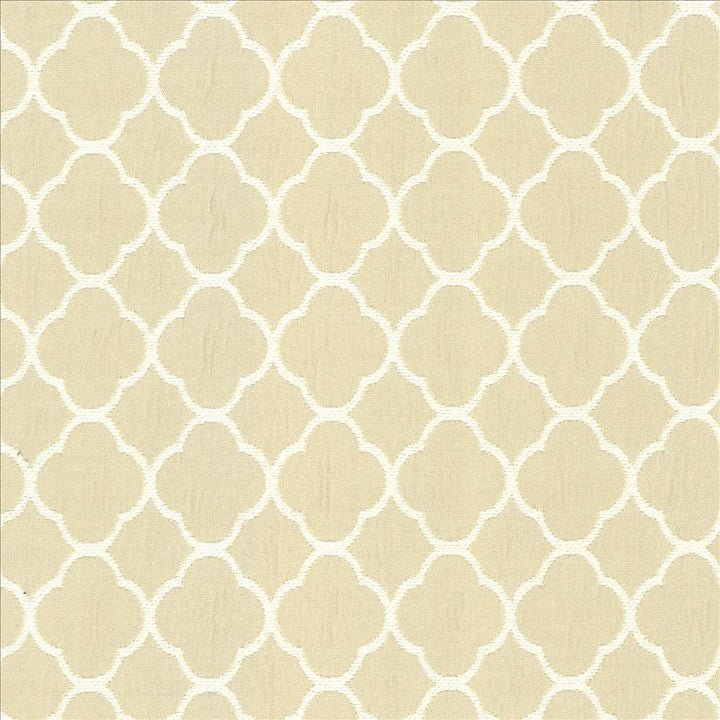 Quatrefoil Maze Parchment  by Kasmir Designer Fabric 5083 70% Cotton
30% Polyester
 CHINA 6,500 Wyzenbeek Double Rubs Horizontal: 1 6/8 inches and Vertical: 1 6/8 inches 54  - Swanky Fabrics -