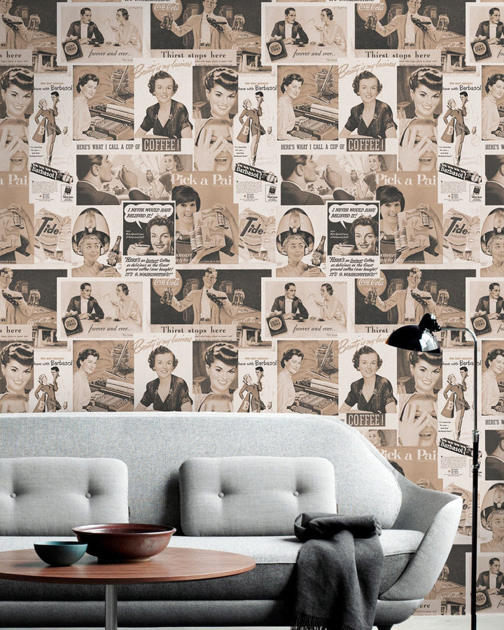 Retro Ads Sepia Premium wallpaper by Mind the Gap (WP20070), view 2