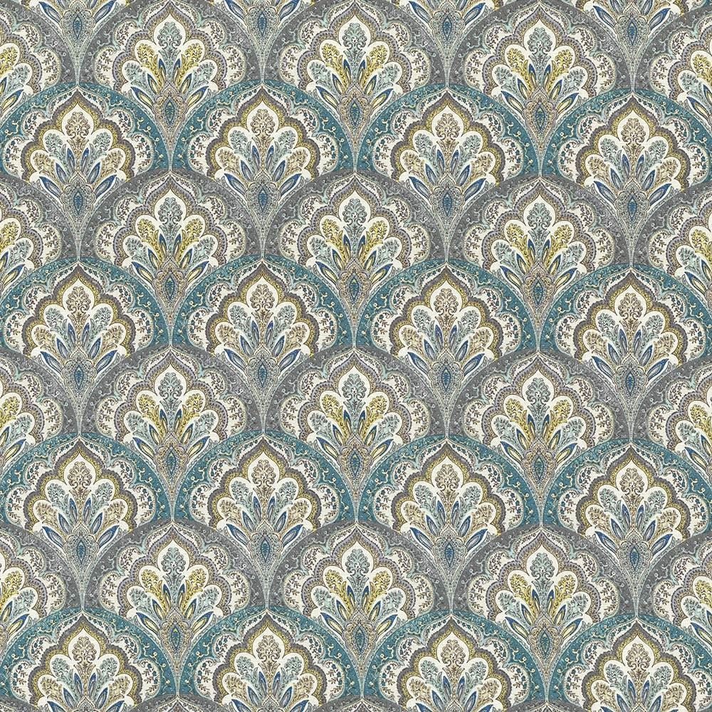 Ragazzi Spa Blue by Kasmir Designer Fabric 5065 100% Cotton
 PAKISTAN 15,000 Wyzenbeek Double Rubs </p><p>Repeat: Horizontal: 9 inches and Vertical: 9 inches 54 - Swanky Fabrics -