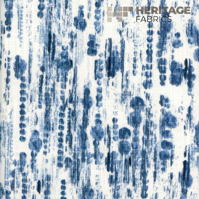 Raindrops Marine by Heritage Designer Fabric - 100% Cotton Turkey 18,000 Horizontal: 13.5" and Vertical: 12.5" 54" - Swanky Fabrics -