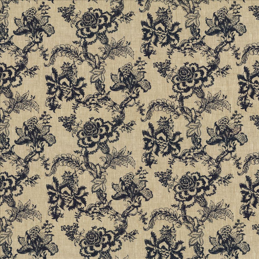 Reanna Indigo by Kasmir Designer Fabric 5115 100% Linen
 POLAND </p><p>Repeat: Horizontal: 27 inches and Vertical: 16 inches 54 - 55 - Swanky Fabrics -