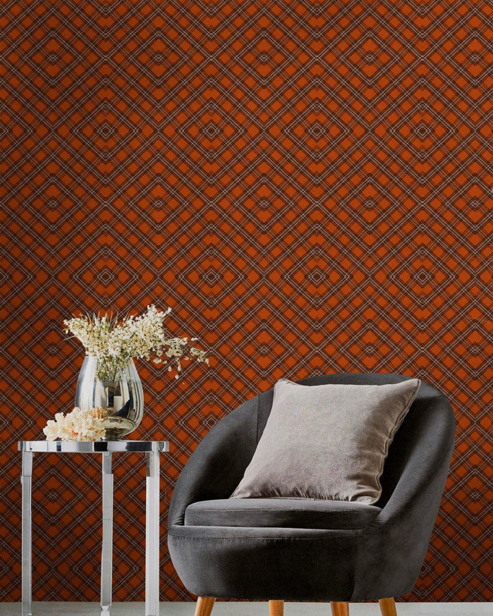Unusual Tartan Wallpaper by Mind the Gap Designer Wallpaper THE WALLPAPER COLLECTABLES Textured Matte Made in Europe Paste the wall 3 rolls x 20.5 x 3.25 yards - Swanky Fabrics -