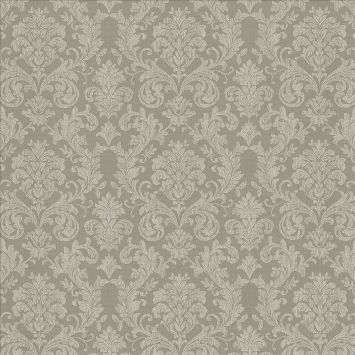 Reign Silver by Kasmir Designer Fabric See sample 100% Polyester
 TURKEY Not Tested </p><p>Repeat: Horizontal: 15 6/8 inches and Vertical: 14 6/8 inches 118 - Swanky Fabrics -