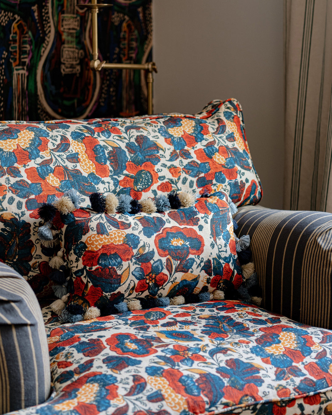 Remondini Floral linen fabric by Mind the Gap (FB00075), view 2