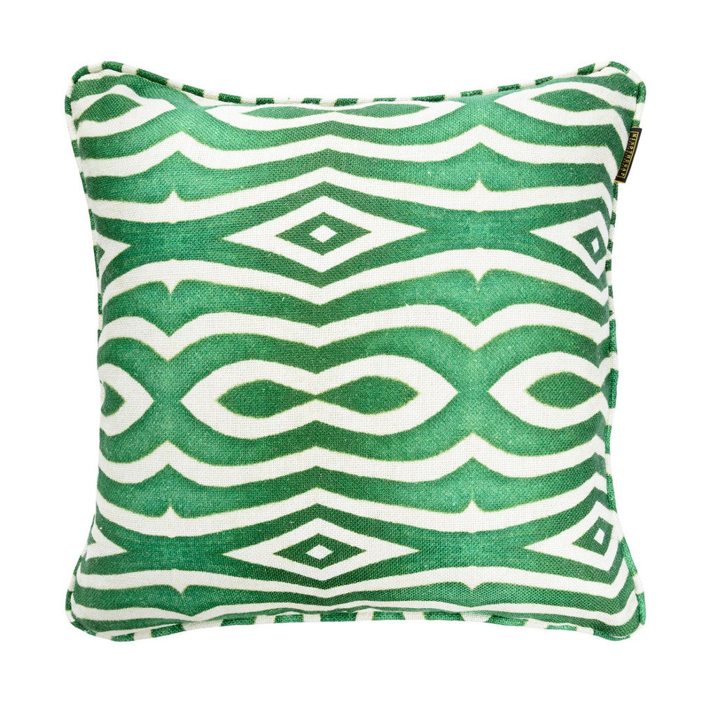 Mind The Gap Pillows RIVERSIDE / ANTHRACITE Linen Cushion (LC40020) | LC40020 | TROPICAL MOOD | 20 x 20 in | Green, White | Fabric Carolina | https://www.fabriccarolina.com/