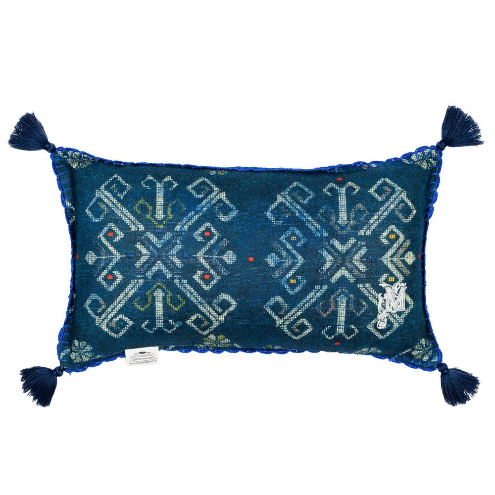 Mind The Gap Pillows ROOTS Linen Cushion (LC40099) | LC40099 | TRANSYLVANIAN ROOTS | 20 x 12 in | Blue, Taupe | Fabric Carolina | https://www.fabriccarolina.com/