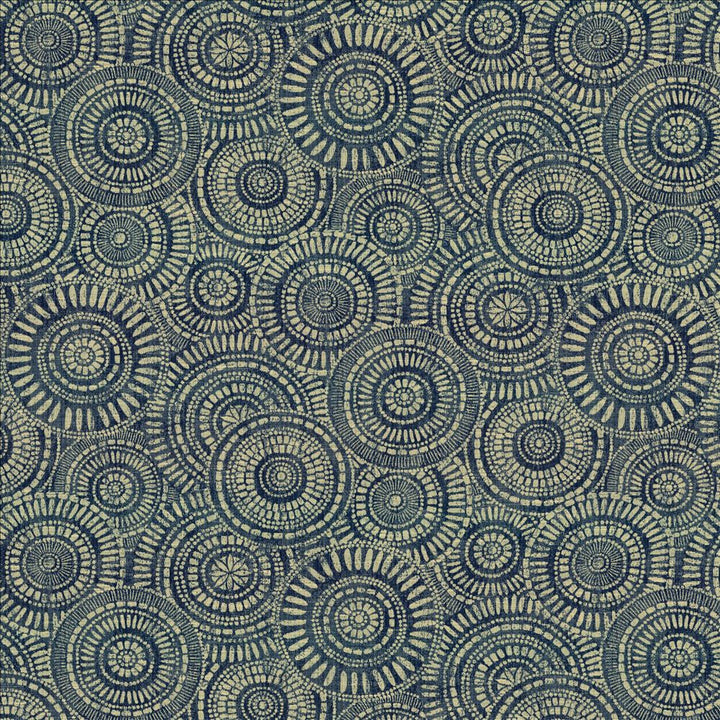 Round We Go Indigo by Kasmir Designer Fabric 5154 73% Polyester
27% Cotton
 CHINA 50,000 Wyzenbeek Double Rubs </p><p>Repeat: Horizontal: 28 4/8 inches and Vertical: 28 4/8 inches 57 - Swanky Fabrics -