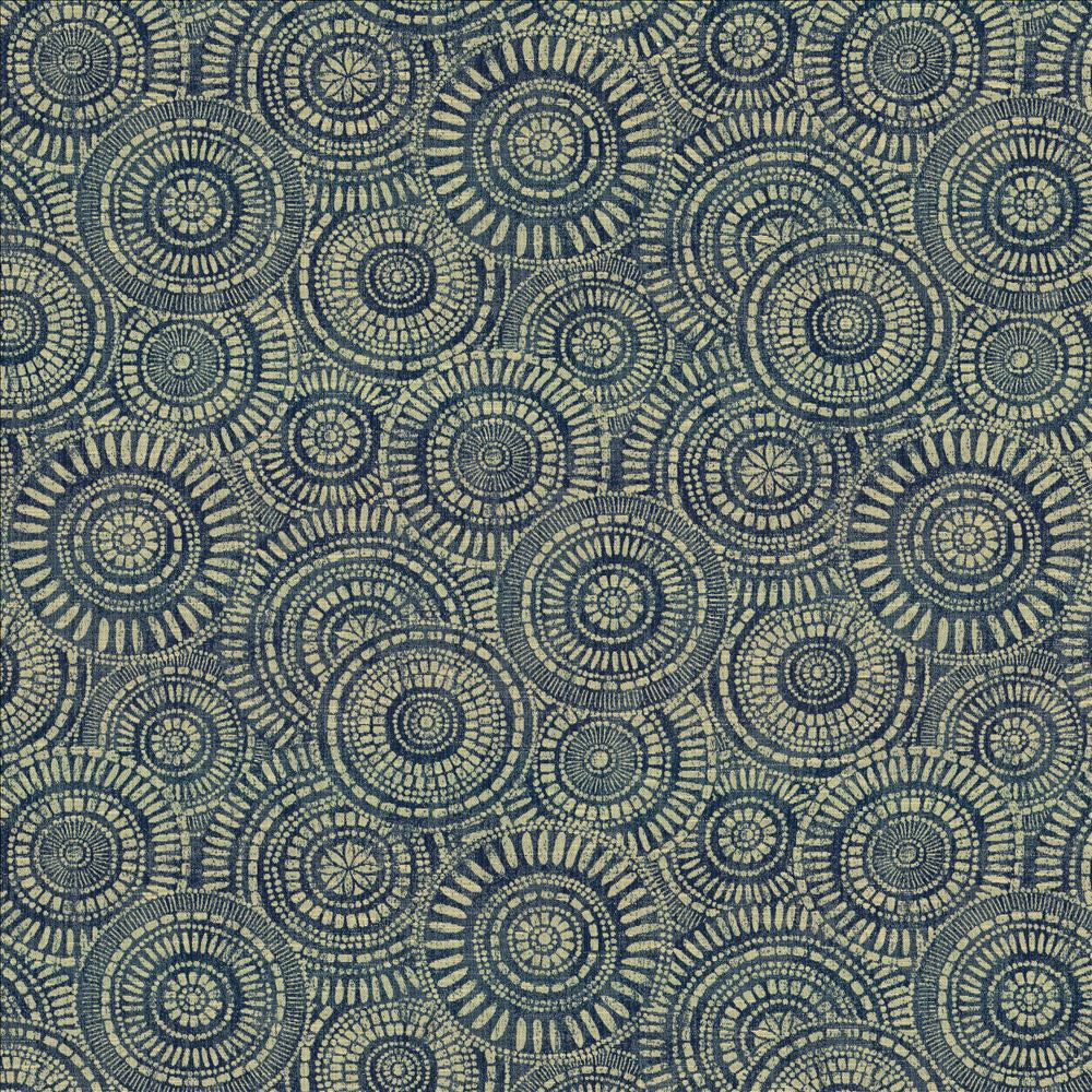 Round We Go Indigo by Kasmir Designer Fabric 5154 73% Polyester 27% Cotton CHINA 50,000 Wyzenbeek Double Rubs Horizontal: 28 4/8 inches and Vertical: 28 4/8 inches 57 - Swanky Fabrics -