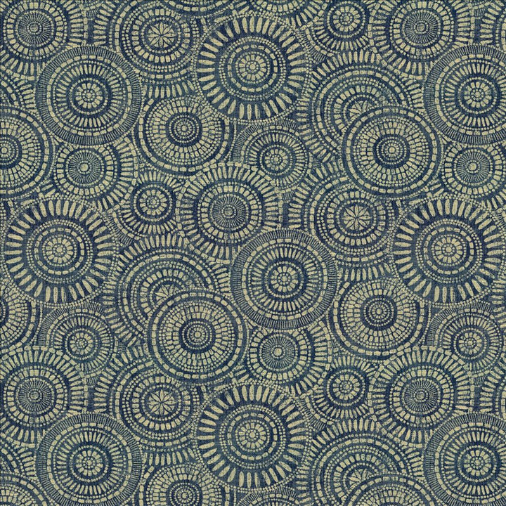 Round We Go Indigo by Kasmir Designer Fabric 5154 73% Polyester 27% Cotton CHINA 50,000 Wyzenbeek Double Rubs Horizontal: 28 4/8 inches and Vertical: 28 4/8 inches 57 - Swanky Fabrics -