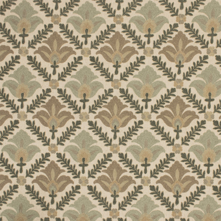 S7004 Celadon by Greenhouse Designer Fabric - 66% Polyester, 23% Linen, 11% Cotton (Embroidery: 60% Polyester, 25% Cotton, 15% Linen) India 9000 8.875" H, 9.5" V 54" - Swanky Fabrics -