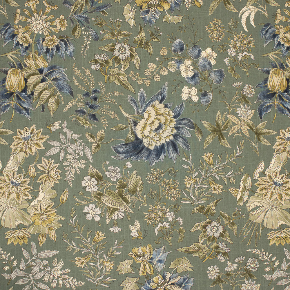 S7062 Bowery Blue by Greenhouse Designer Fabric - 55% Linen, 45% Cotton USA 20000 27" H, 32.8" V 56" - Swanky Fabrics -