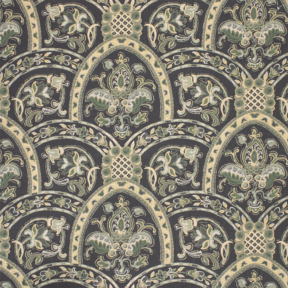 S7070 Bowery Blue by Greenhouse Designer Fabric - 55% Linen, 45% Cotton USA 20000 27" H, 14" V 56" - Swanky Fabrics -