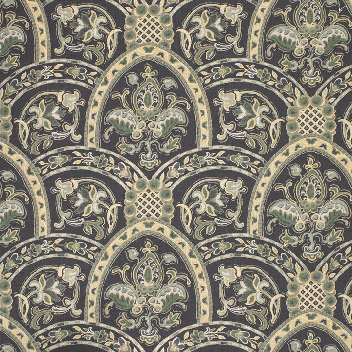 S7070 Bowery Blue by Greenhouse Designer Fabric - 55% Linen, 45% Cotton USA 20000 27" H, 14" V 56" - Swanky Fabrics -