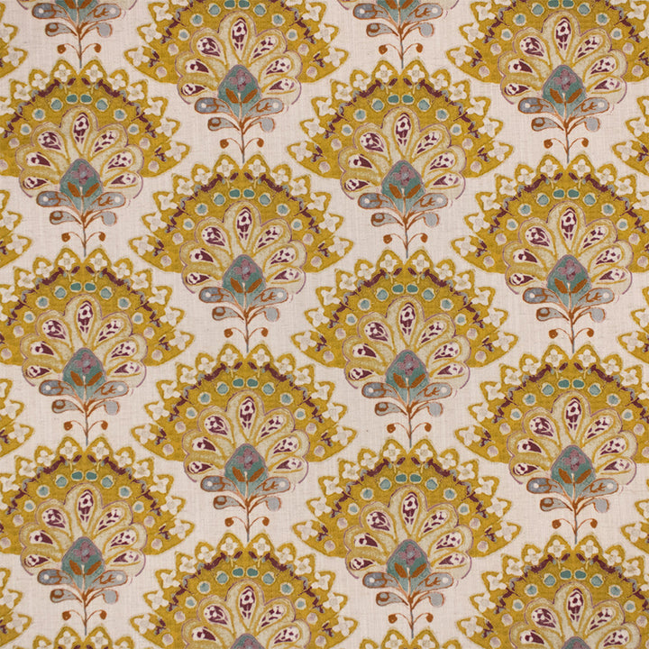 S7291 Saffron by Greenhouse Designer Fabric - 96% Polyester, 4% Linen India 50000 13.62" H, 8.25" V 54" - Swanky Fabrics -