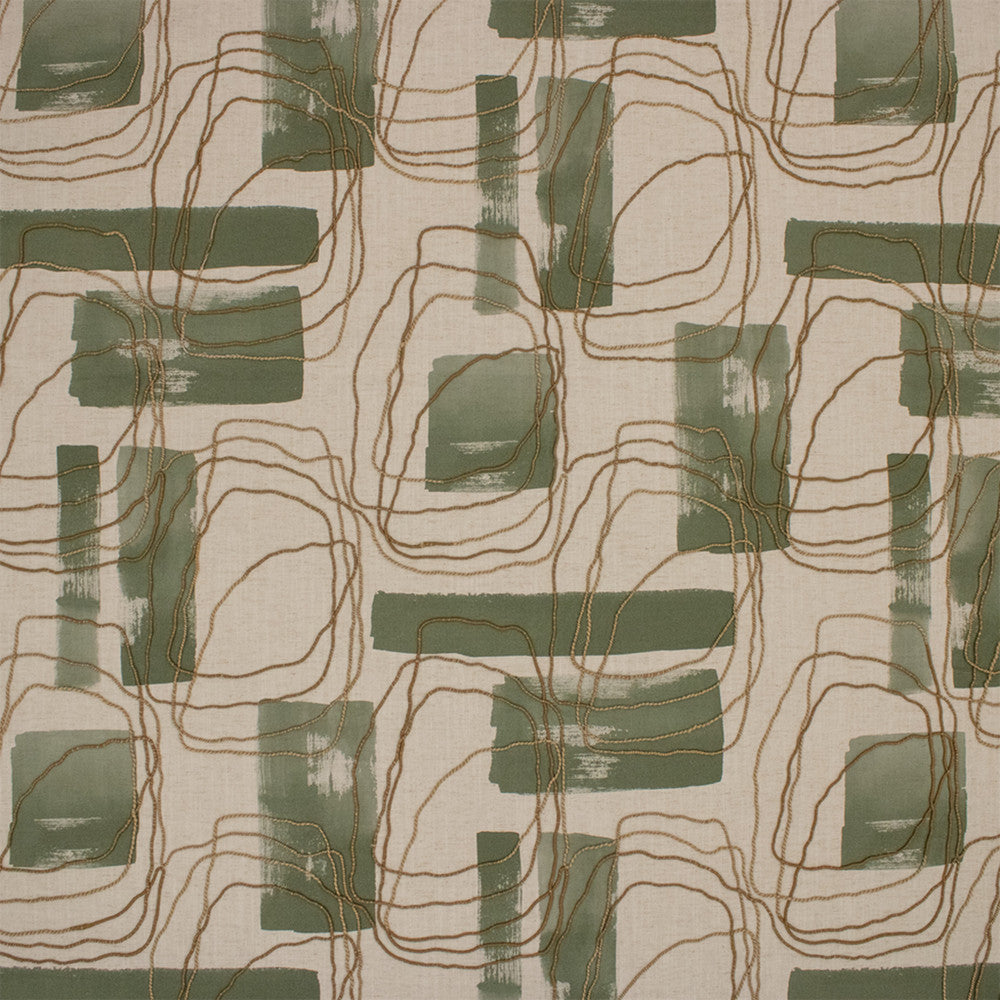 S7303 Juniper by Greenhouse Designer Fabric - 50% Cotton, 35% Rayon, 15% Linen (Embroidery: 68% Jute, 32% Cotton) India 9000 27" H, 24.25" V 54" - Swanky Fabrics -
