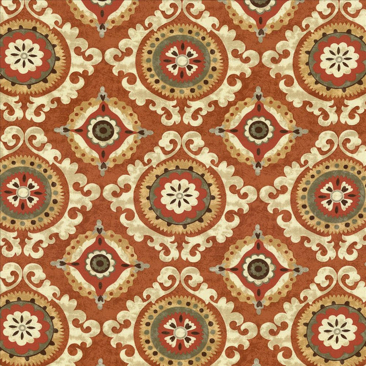 San Mateo Pumpkin by Kasmir Designer Fabric 5079 100% Cotton
 PAKISTAN </p><p>Repeat: Horizontal: 27 inches and Vertical: 25 2/8 inches 54 - 55 - Swanky Fabrics -