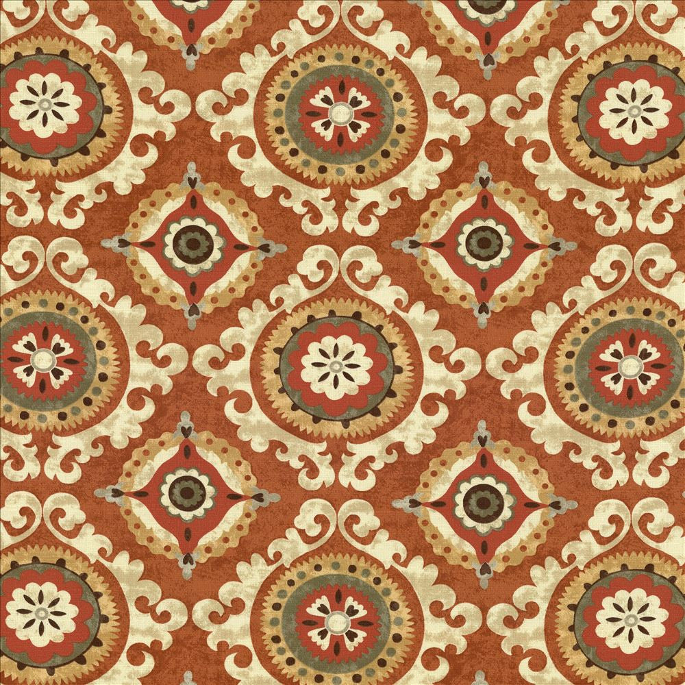 San Mateo Pumpkin by Kasmir Designer Fabric 5079 100% Cotton
 PAKISTAN </p><p>Repeat: Horizontal: 27 inches and Vertical: 25 2/8 inches 54 - 55 - Swanky Fabrics -