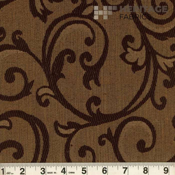 Santiago Mocha by Heritage Designer Fabric - 58% Cotton 42% Polyester Turkey Horizontal: 15" and Vertical: 25.5" 54" - Swanky Fabrics -