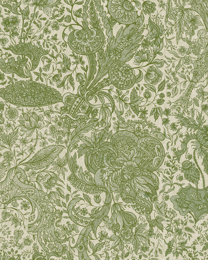 Sarkozi Embroidery Herbal Wallpaper by Mind the Gap Designer Wallpaper TRANSYLVANIAN ROOTS Satin Matte Made in Europe Paste the wall 1 roll x 20.5 x 10.9 yards - Swanky Fabrics -