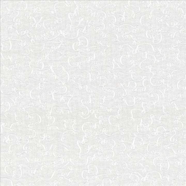 Scroll Down Snow by Kasmir Designer Fabric 1443 100% Linen Embroidery 100% Nylon CHINA Not Tested Horizontal: 16 4/8 inches and Vertical: 12 inches 52 - Swanky Fabrics -