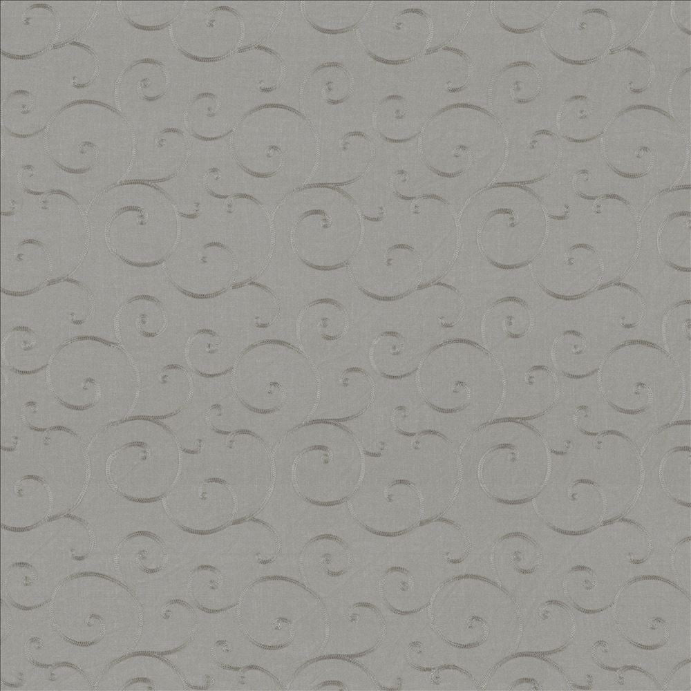 Scrolltop Silver by Kasmir Designer Fabric 5077 100% Polyester Embroidery 100% Polyester CHINA Not Tested Horizontal: 9 4/8 inches and Vertical: 11 6/8 inches 54 - 56 - Swanky Fabrics -