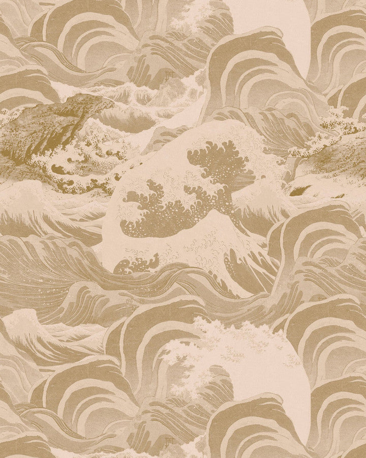 Sea Waves Taupe Wallpaper by Mind the Gap Designer Wallpaper SUNDANCE VILLA Satin Matte Made in Europe Paste the wall 1 roll x 20.5 x 10.9 yards - Swanky Fabrics -