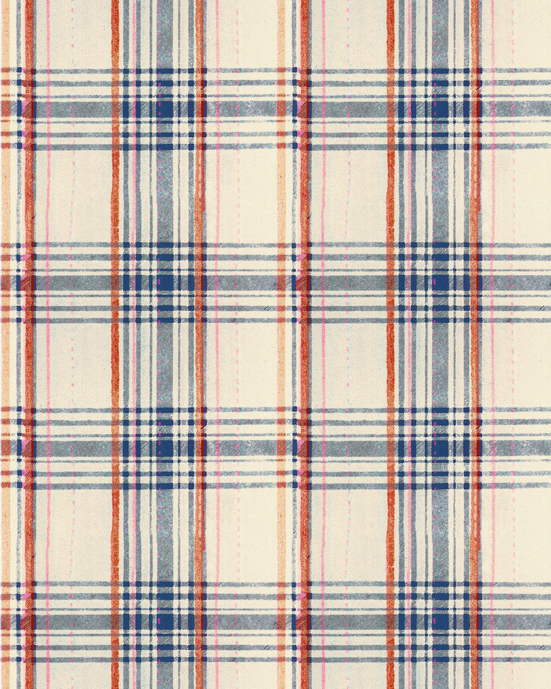 Mind The Gap Wallpaper SEAPORT PLAID Cream Wallpaper (WP30068) | WP30068 | SUNDANCE VILLA | 1 roll x 20.5 x 393.7 in | 0.52m / 20.5in | 10m / 393.7in | 5.20mp | 64cm / 26.1in | Indigo, Red, White | Satin Matte | Paste the wall | 1-roll in a box | Fabric Carolina | https://www.fabriccarolina.com/