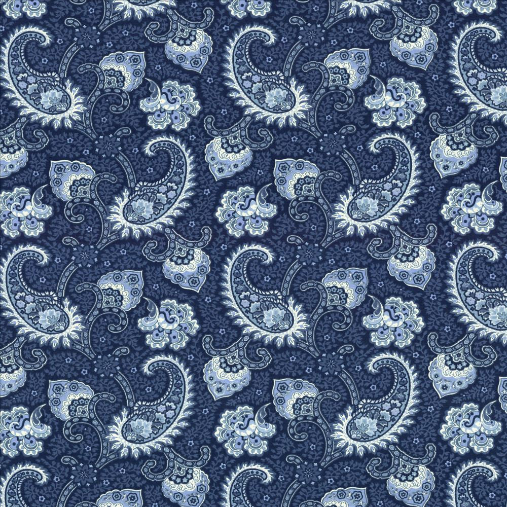Sigourney Indigo by Kasmir Designer Fabric 5081 100% Cotton USA 15,000 Wyzenbeek Double Rubs Horizontal: 9 inches and Vertical: 9 inches 54 - Swanky Fabrics -
