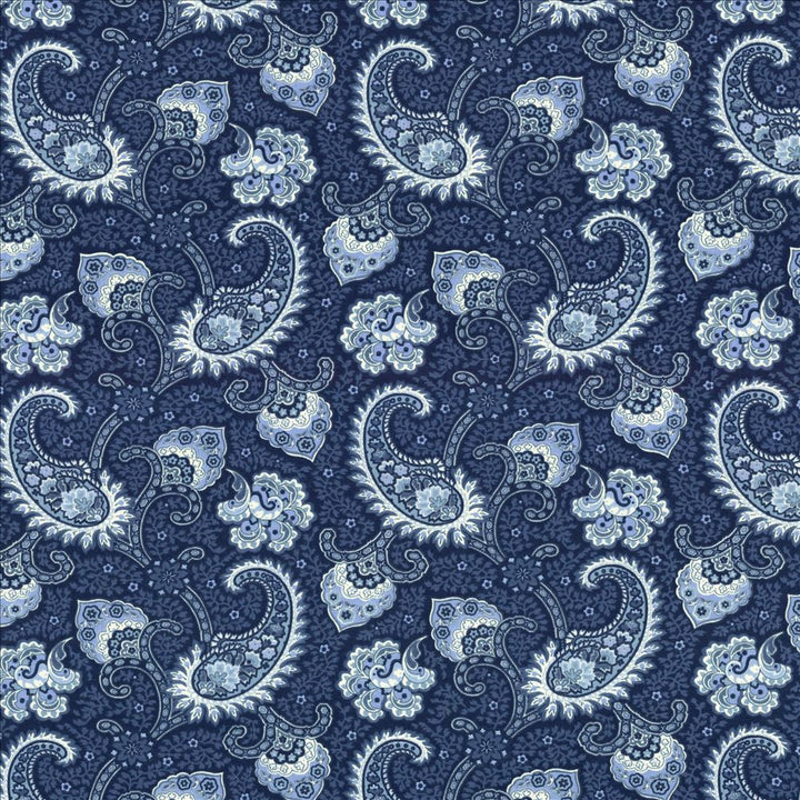 Sigourney Indigo by Kasmir Designer Fabric See sample 100% Cotton
 USA 15,000 Wyzenbeek Double Rubs </p><p>Repeat: Horizontal: 9 inches and Vertical: 9 inches 54 - Swanky Fabrics -