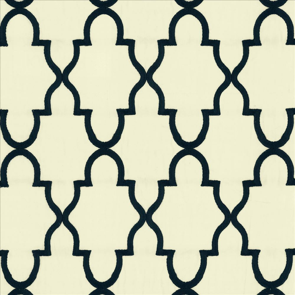 Solace Navy by Kasmir Designer Fabric 5156 100% Cotton INDIA 22,000 Martindale Cycles Horizontal: 5 2/8 inches and Vertical: 7 4/8 inches 54 - Swanky Fabrics -