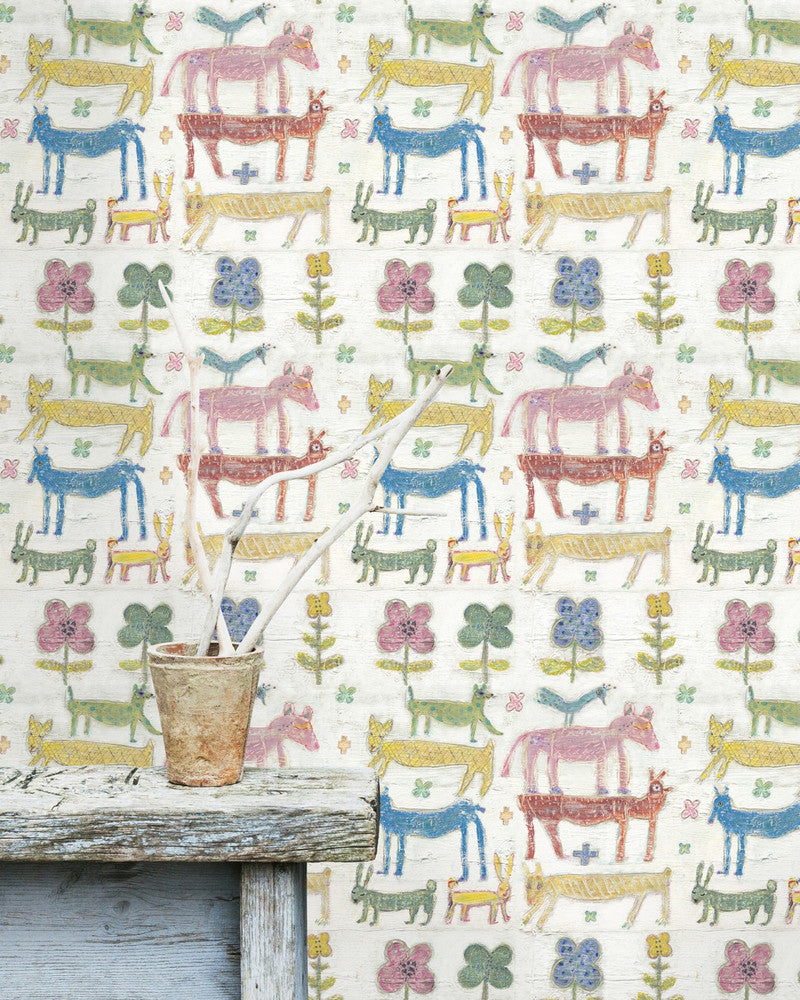 Mind The Gap Wallpaper STACKED ANIMALS (WP20277) | WP20277 | THE SUGARBOO COLLECTION | 3 rolls x 20.5 x 118.1 in | 0.52m / 20.5in | 3m / 118in | 4.65mp | 52cm / 20.5in | Blue, Green, Red, White | Non-woven | Paste the wall | 3-rolls in a box | Fabric Carolina | https://www.fabriccarolina.com/