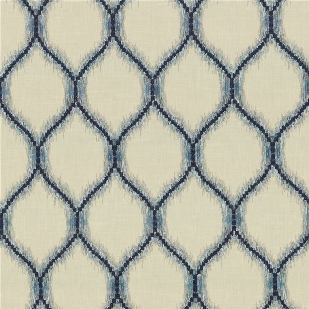 Static Ocean by Kasmir Designer Fabric 5156 52% Polyester 48% Cotton INDIA Not Tested Horizontal: 6 7/8 inches and Vertical: 12 inches 54 - Swanky Fabrics -