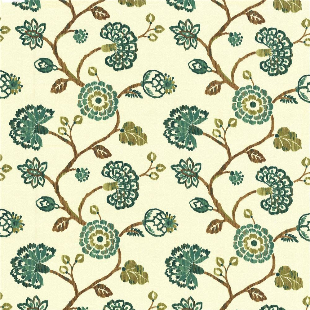Stoneleigh Peacock by Kasmir Designer Fabric 1436 100% Cotton
 USA </p><p>Repeat: Horizontal: 27 inches and Vertical: 25 2/8 inches 54 - Swanky Fabrics -