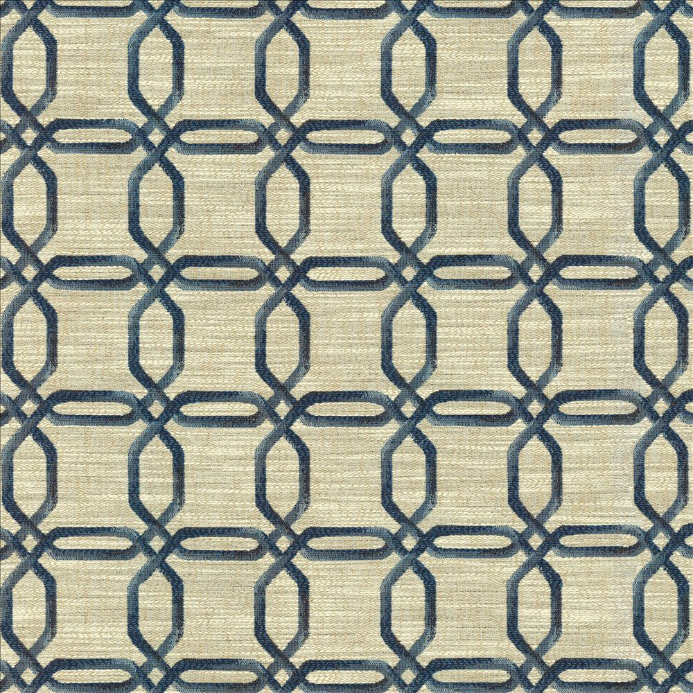 Sugarcane Blue Jay by Kasmir Designer Fabric 5145 100% Polyester CHINA 21,000 Wyzenbeek Double Rubs Horizontal: 3 4/8 inches and Vertical: 3 2/8 inches 54 - Swanky Fabrics -