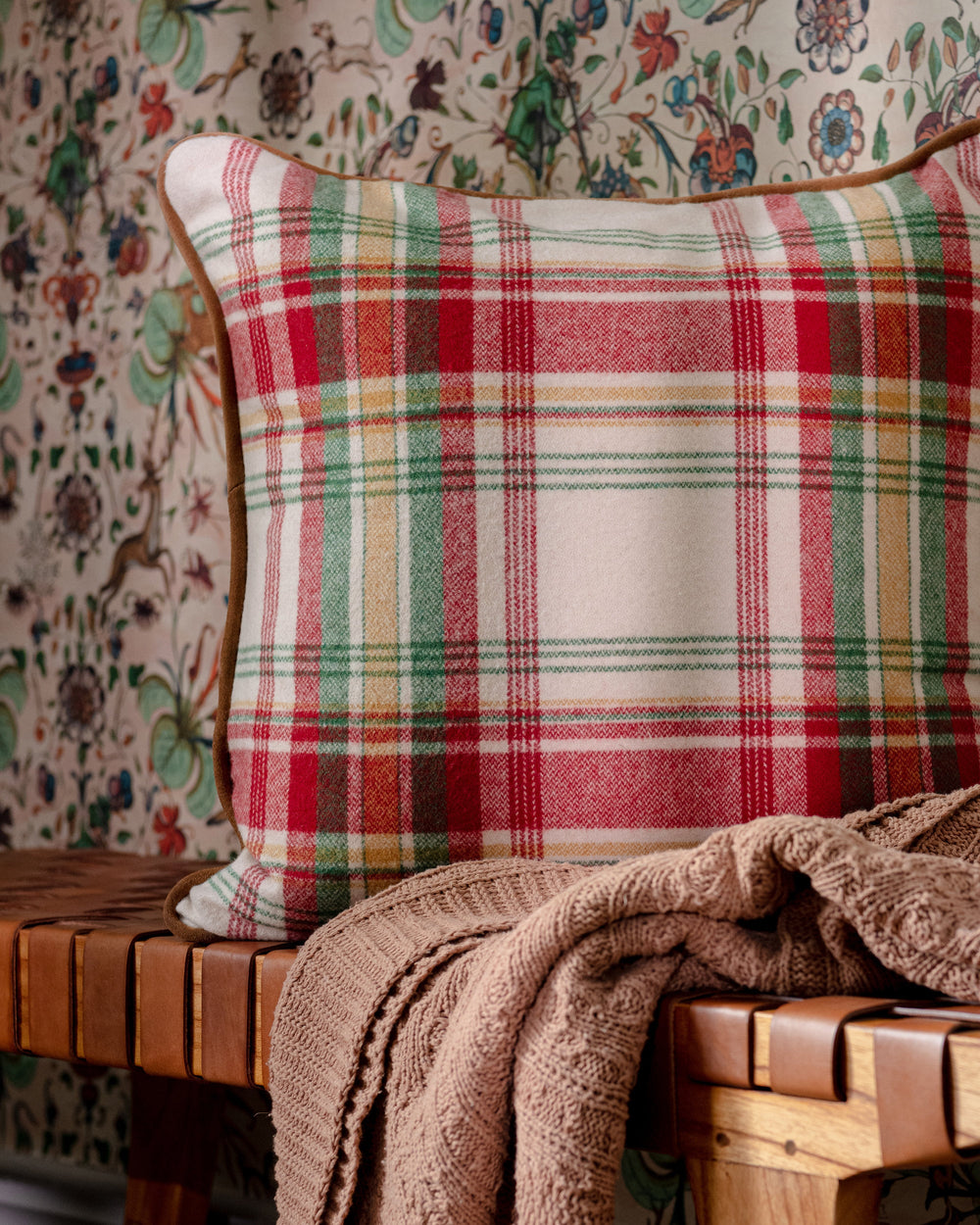 SULLIVAN PLAID Woven Fabric (FB00090) by Mind The Gap | FB00090 | WOODSTOCK '69 | Taupe, Green, Yellow, Red | Metre | 150cm(± 5%) x 100cm / 59.05in(± 5%) (bw) x 39.4in | W 50cm x L 50cm / W 19.6in x L 19.6in | Steam finish | 70% Wool, 30% other fibers | Fabric Carolina | https://www.fabriccarolina.com/