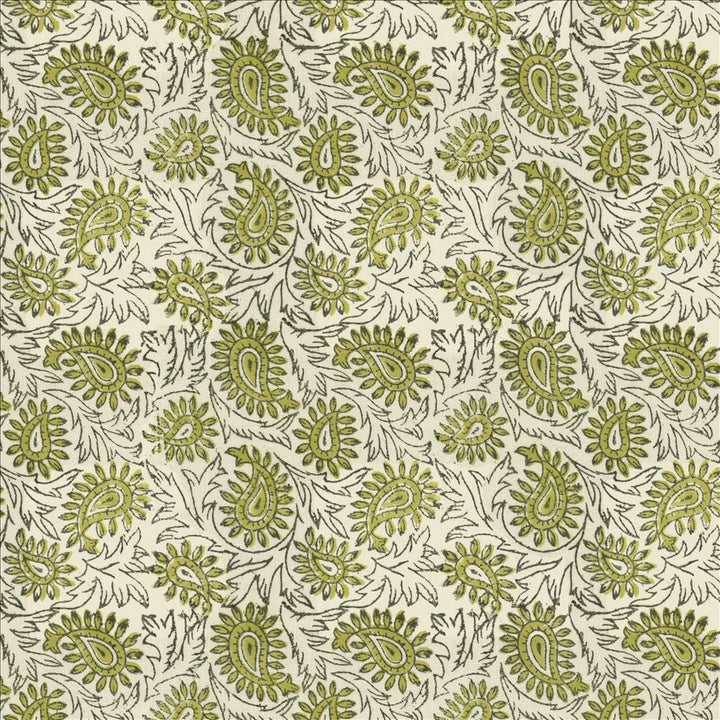 Swansea Leaf Olive by Kasmir Designer Fabric 5124 52% Linen 48% Cotton INDIA Not Tested Horizontal: 6 4/8 inches and Vertical: 6 4/8 inches 53 - Swanky Fabrics -