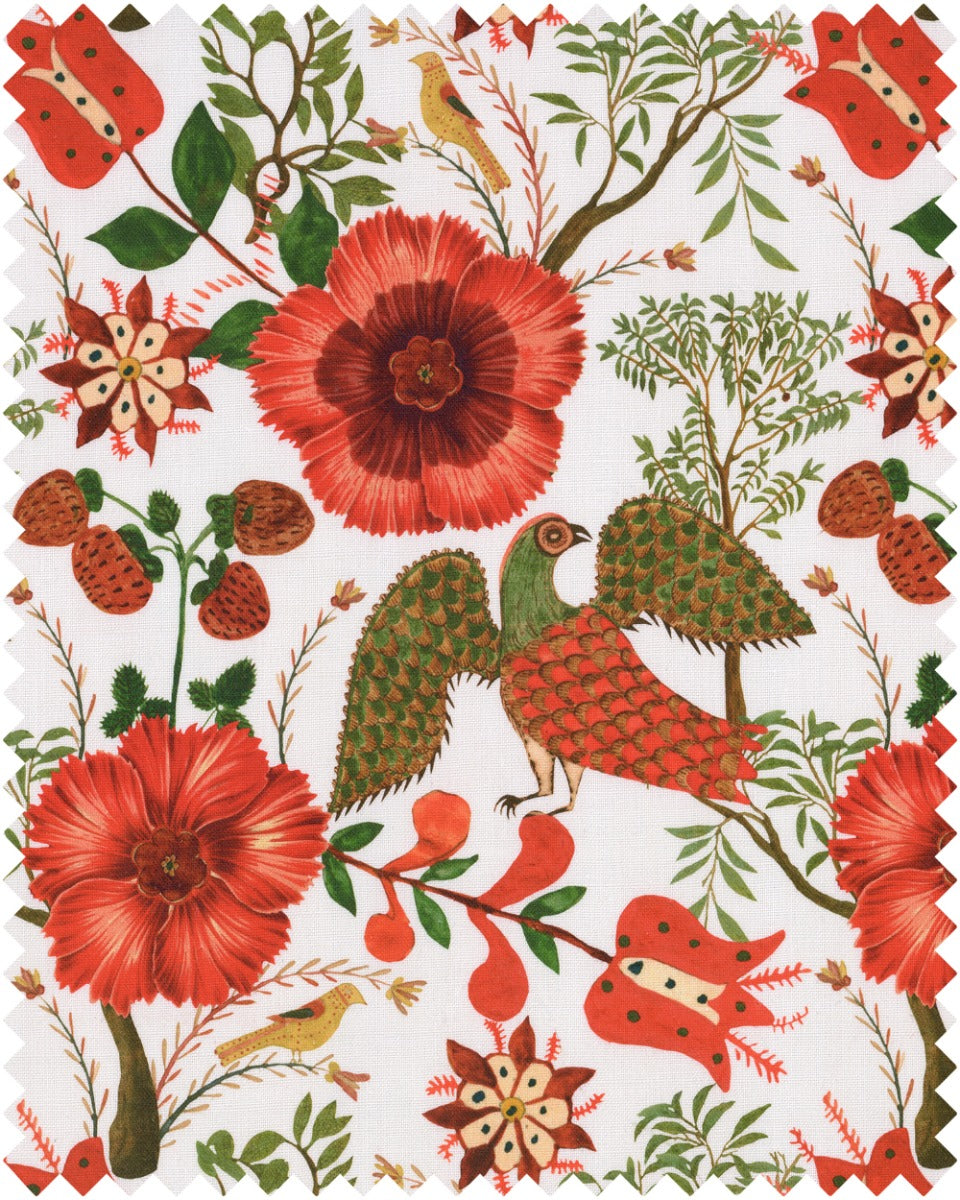Szekely Folk linen fabric by Mind the Gap (FB00040), swatch