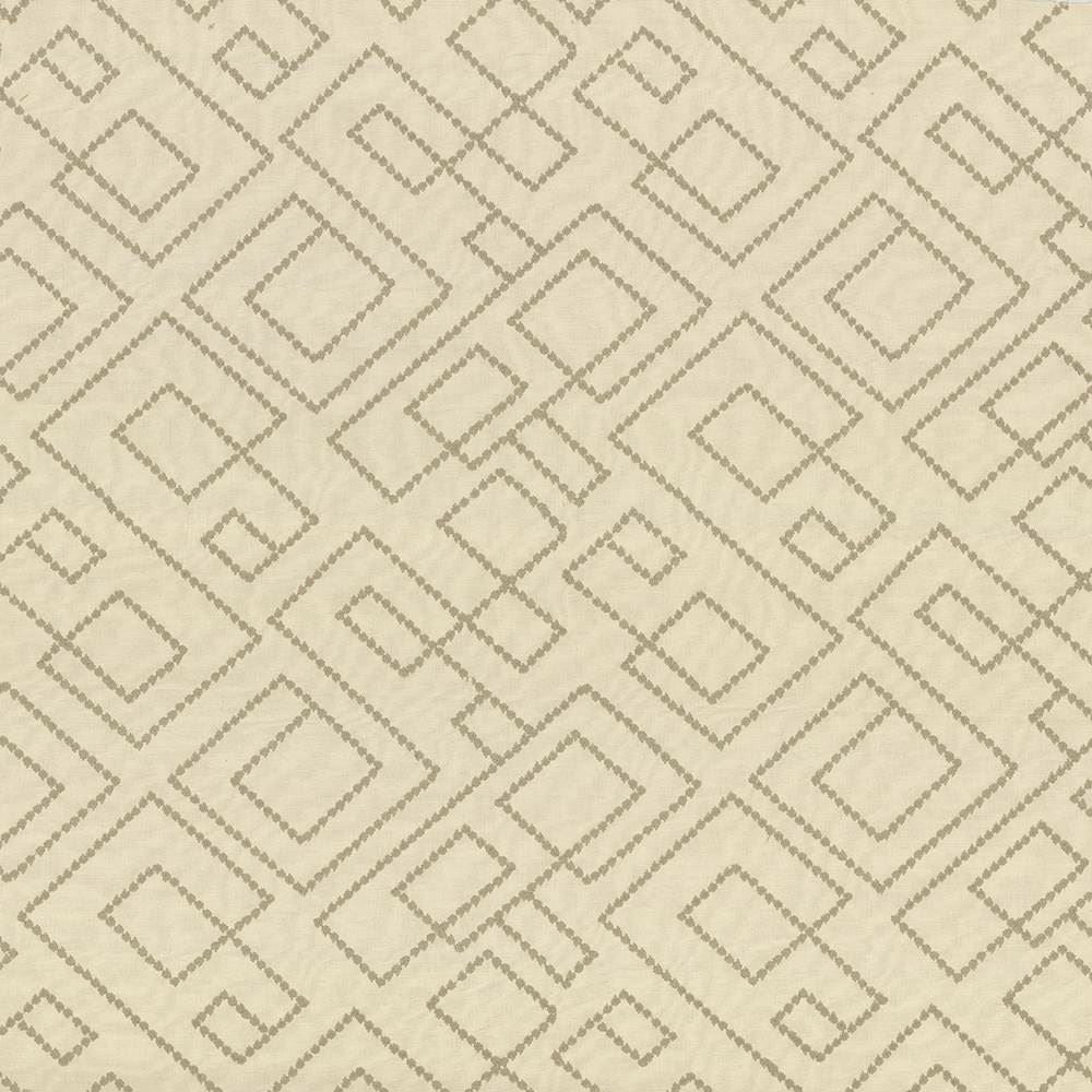 Tallmadge Fret Parchment by Kasmir Designer Fabric 1433 100% Cotton Embroidery 100% Cotton INDIA Not Tested Horizontal: 17 inches and Vertical: 15 6/8 inches 52 - Swanky Fabrics -