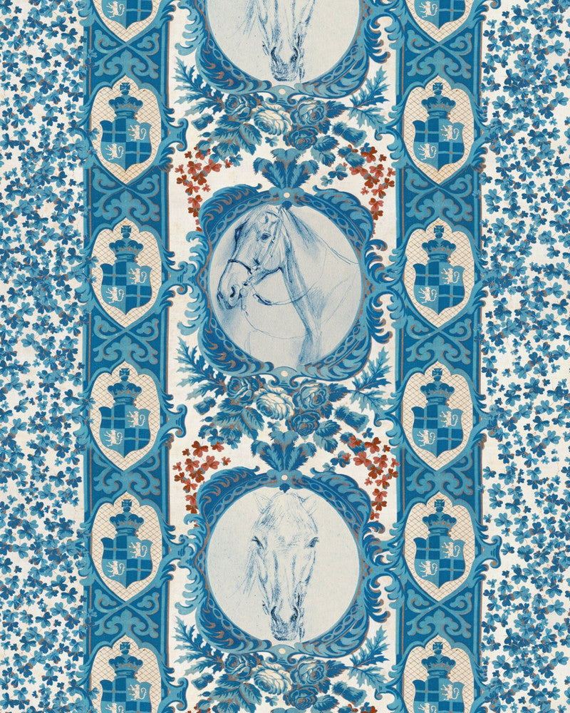The Competition Panel Blue Wallpaper by Mind the Gap Designer Wallpaper THE WALLPAPER COMPENDIUM 2 Satin Matte Made in Europe Paste the wall 3 rolls x 20.5 x 3.25 yards - Swanky Fabrics -