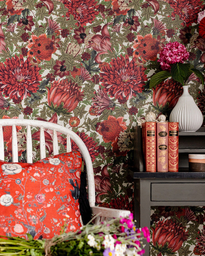 The Flowering Wallpaper by Mind the Gap Designer Wallpaper TRANSYLVANIAN ROOTS Textured Matte Made in Europe Paste the wall 3 rolls x 20.5 x 3.25 yards - Swanky Fabrics -