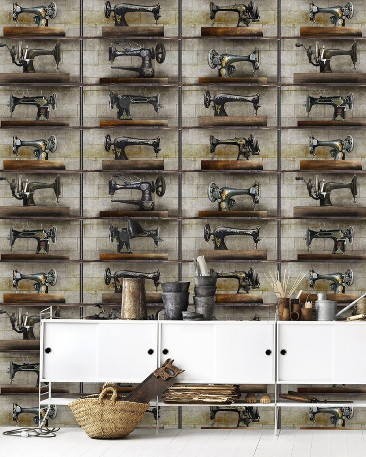 Mind The Gap Wallpaper THE MACHINIST Wallpaper (WP20245) | WP20245 | PREMIUM DESIGNER WALLPAPER COLLECTION | 3 rolls x 20.5 x 118.1 in | 0.52m / 20.5in | 3m / 118in | 4.65mp | 70cm / 27.6in | Black, Brass, Taupe | Non-woven | Paste the wall | 3-rolls in a box | Fabric Carolina | https://www.fabriccarolina.com/