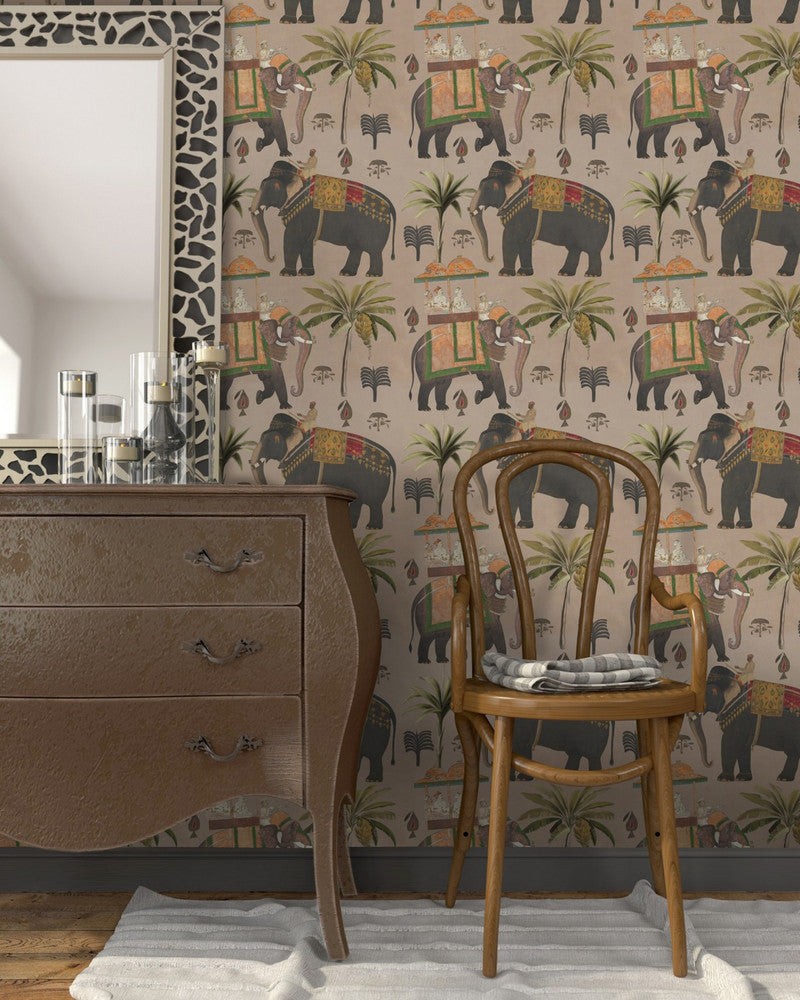 Mind The Gap Wallpaper THE PROCESSION Taupe Wallpaper (WP20258) | WP20258 | PREMIUM DESIGNER WALLPAPER COLLECTION | 3 rolls x 20.5 x 118.1 in | 0.52m / 20.5in | 3m / 118in | 4.65mp | 60cm / 23.6in | Brown, Green, Red, Taupe | Non-woven | Paste the wall | 3-rolls in a box | Fabric Carolina | https://www.fabriccarolina.com/