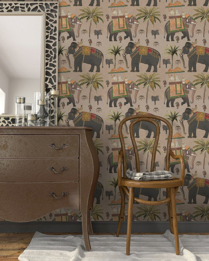 Mind The Gap Wallpaper THE PROCESSION Taupe Wallpaper (WP20258) | WP20258 | PREMIUM DESIGNER WALLPAPER COLLECTION | 3 rolls x 20.5 x 118.1 in | 0.52m / 20.5in | 3m / 118in | 4.65mp | 60cm / 23.6in | Brown, Green, Red, Taupe | Non-woven | Paste the wall | 3-rolls in a box | Fabric Carolina | https://www.fabriccarolina.com/