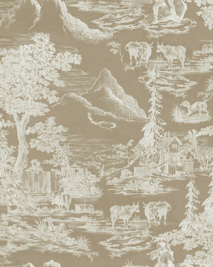 Mind The Gap Wallpaper TOILE DU TYROL Taupe Wallpaper (WP30148) | WP30148 | TYROL APRES-SKI HOME COLLECTION | 1 roll x 20.5 x 393.7 in | 0.52m / 20.5in | 10m / 393.7in | 5.20mp | 52cm / 20.5in | Taupe | Satin Matte | Paste the wall | 1-roll in a box | Fabric Carolina | https://www.fabriccarolina.com/
