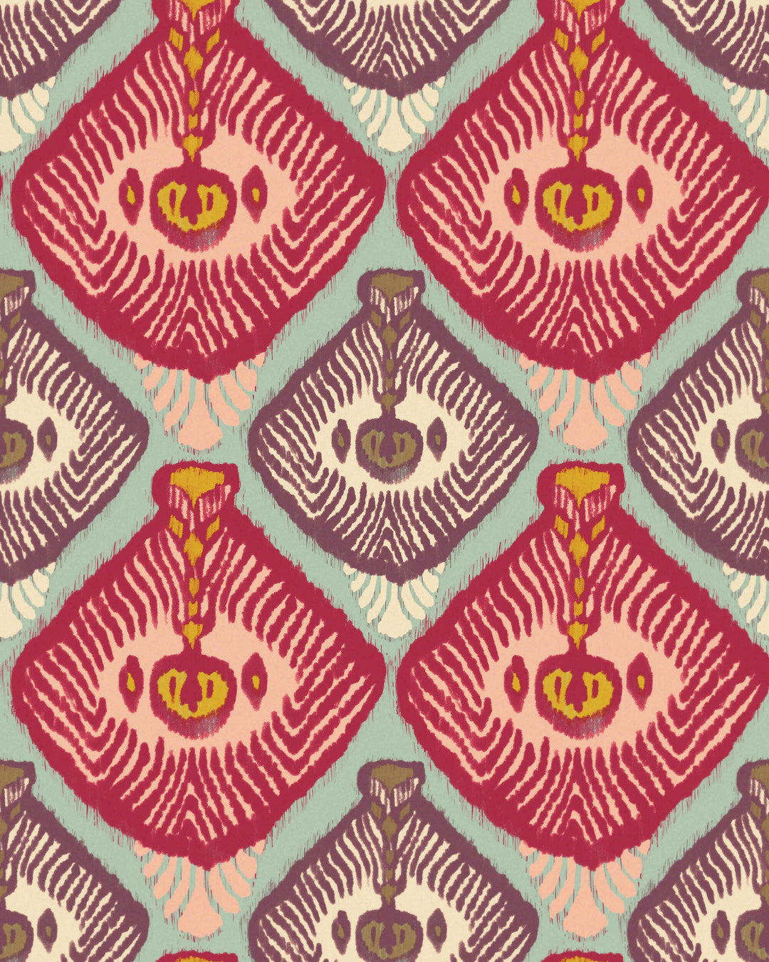 TOROCKO Plume Wallpaper (WP20921) by Mind The Gap | WP20921 | TRANSYLVANIAN RHAPSODY | 1 roll x 52 x 900 cm / 20.47 x 354.33 in | 0.52m / 20.5in | 9m / 354in | 4.68sqm / 50sq ft | L66cm / L25.9in | Yellow, Red, Purple, Light Blue | Non-woven Textured | Paste the wall | 1 roll in a box | Fabric Carolina | https://www.fabriccarolina.com/