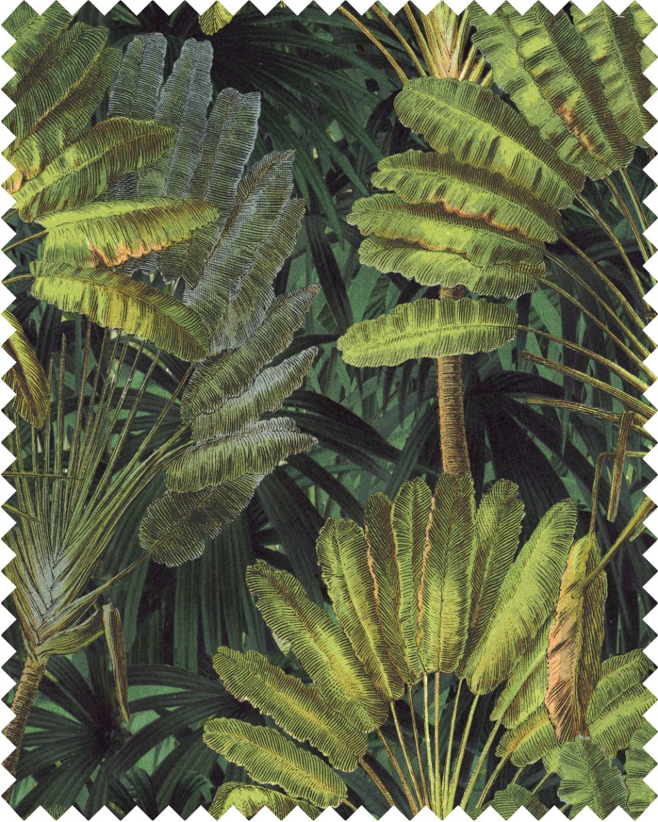 Traveller's Palm linen fabric by Mind the Gap (FB00035), swatch